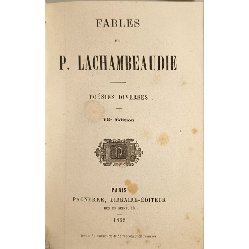 Fables de P. Lachambeaudie. Poésies diverses