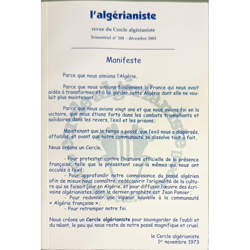 L'Algérianiste n°104 / Décembre 2003