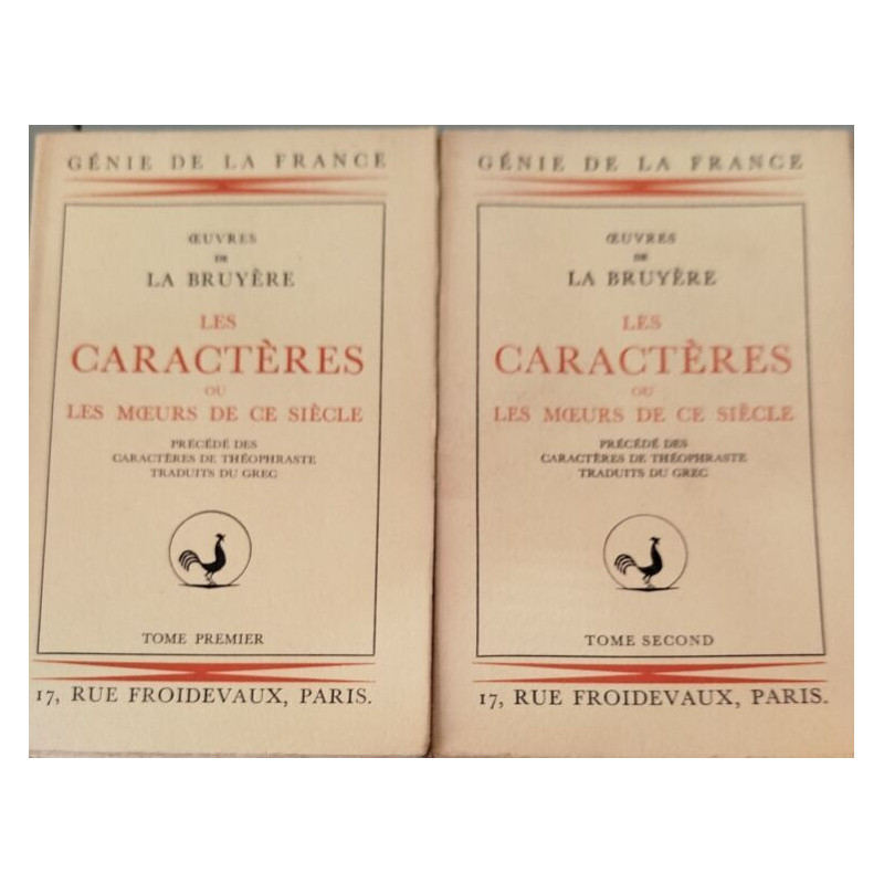 Les Caractères ou les mœurs de ce siècle/ complet en 2 tomes
