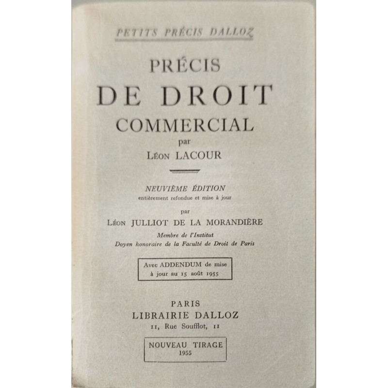 Précis de droit commercial
