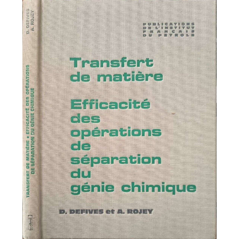 Transfert de matière. : Efficacité des opération de séparation de...
