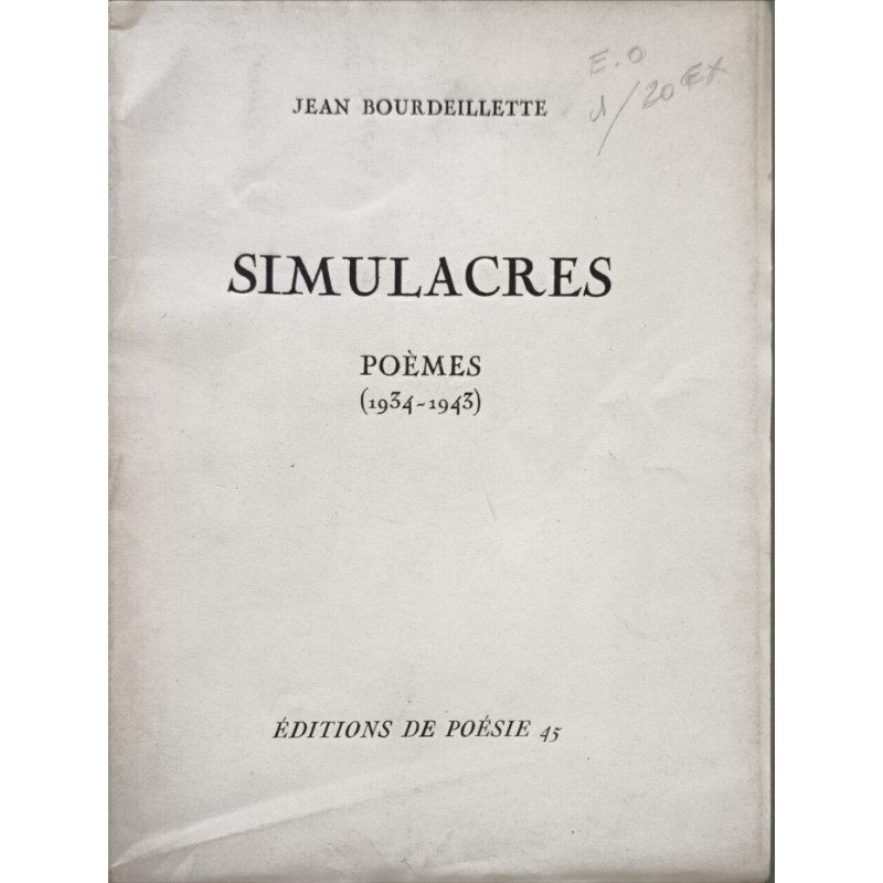 Simulacres poèmes (1934-1943) EO exemplaire n° 20/20