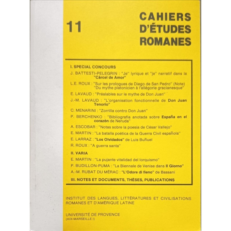 Cahiers d'études romanes n°11