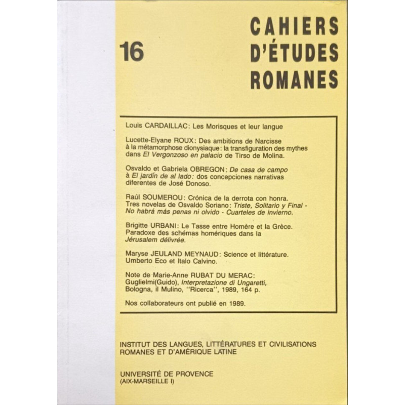 Cahiers d'études romanes n°16