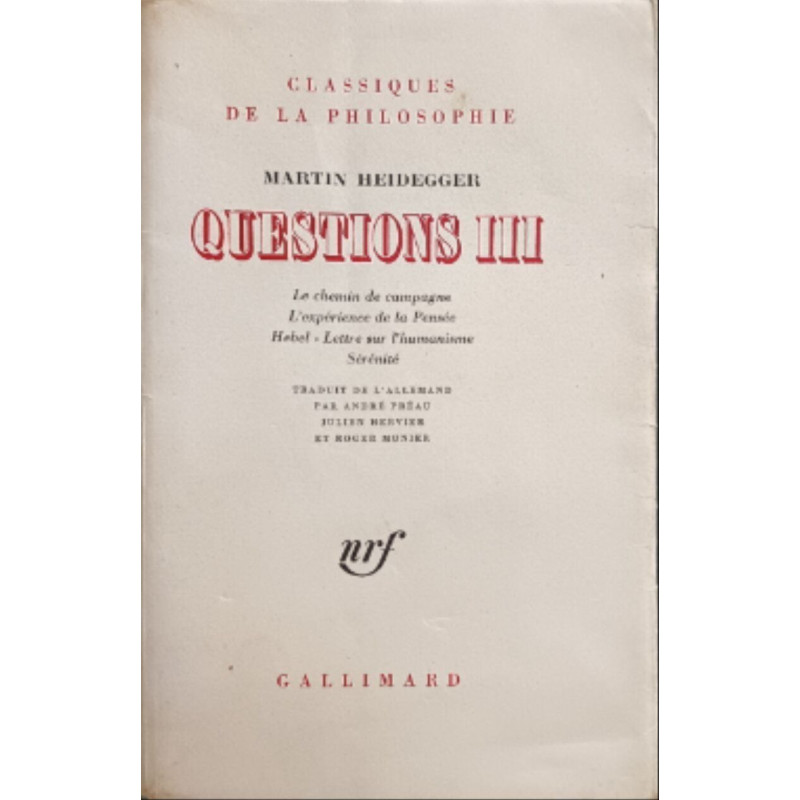 Questions III - le chemin de campagne - l'expérience de la pensée...