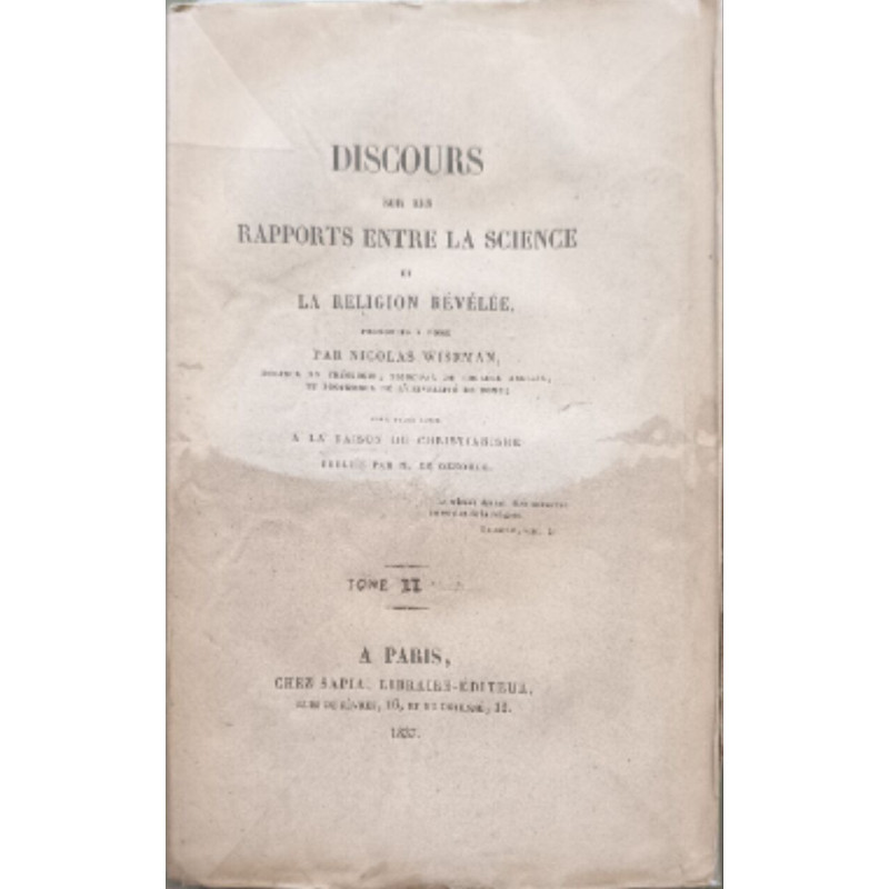 Discours sur les rapports entre la science et la religion révélée...