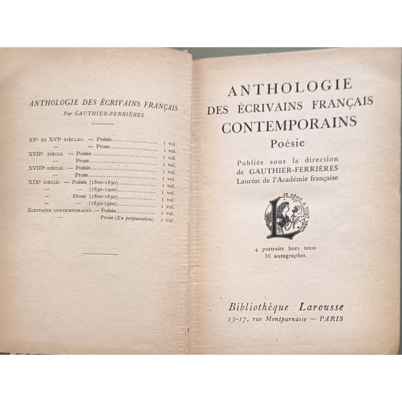 Anthologie des écrivains français contemporains. Poésie