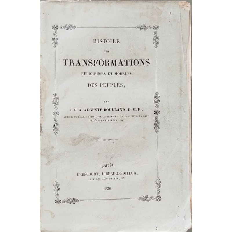 Histoire des transformations religieuses et morales des peuples