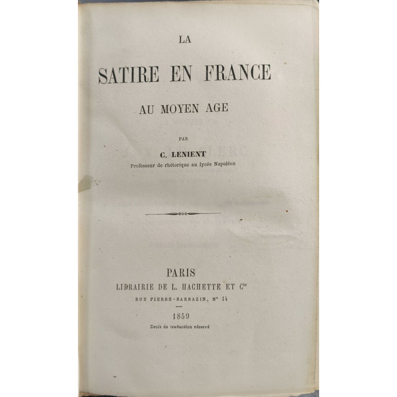 La Satire en France au Moyen Age