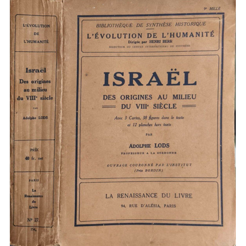Israël des origines au milieu du VIIIe siècle avec 3 cartes 38...