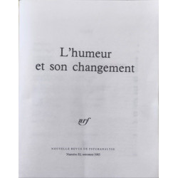 L'humeur et son changement - revue de psychanalyse N°32