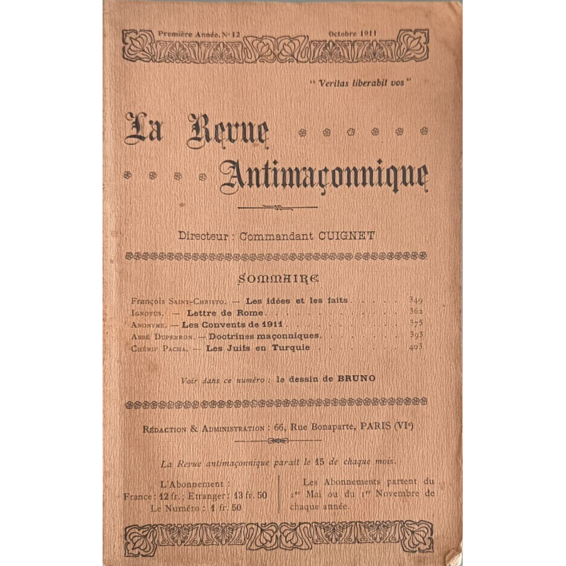 La revue antimaçonnique n° 12 / octobre 1911
