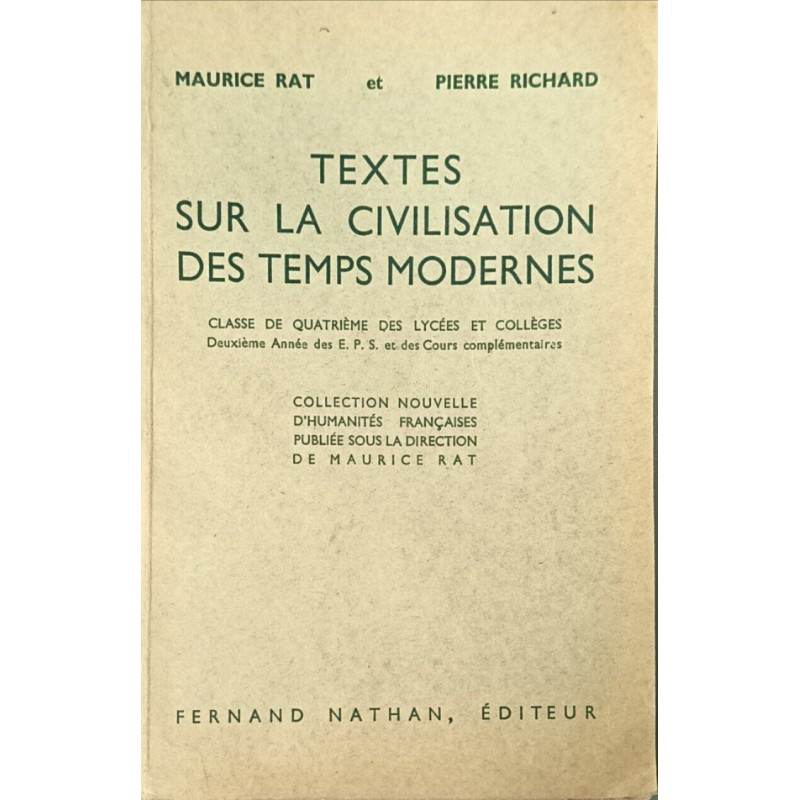 Textes sur la civilisation des temps modernes