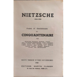 Nietzsche : Études et témoignages du cinquantenaire