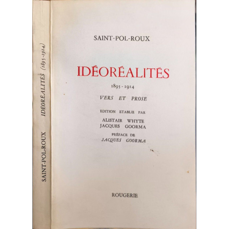 Idéoralités 1895-1914 vers et prose EO sur bouffant afnor 5
