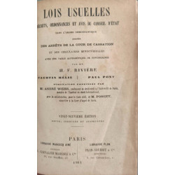 Lois usuelles: décrets ordonnances et avis du Conseil d'État dans...