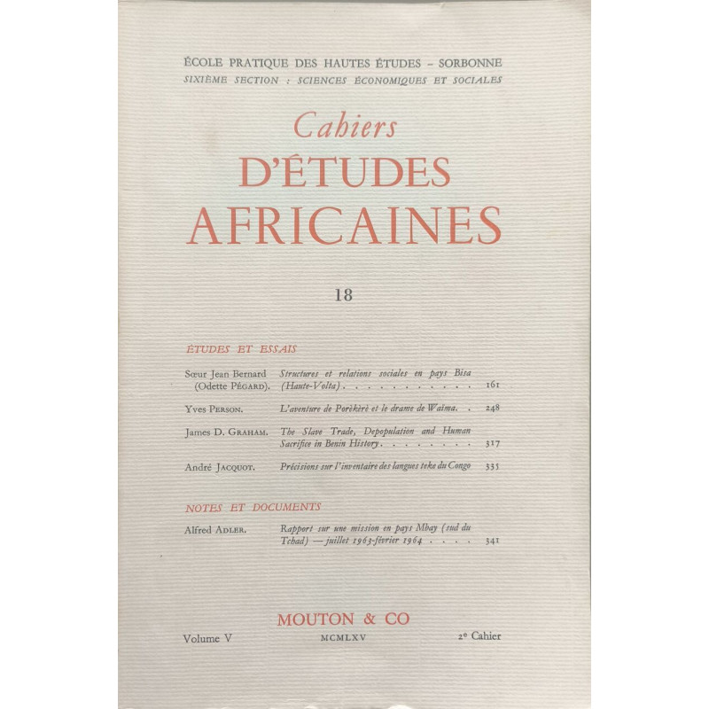 Cahiers d'etudes africaines n° 18
