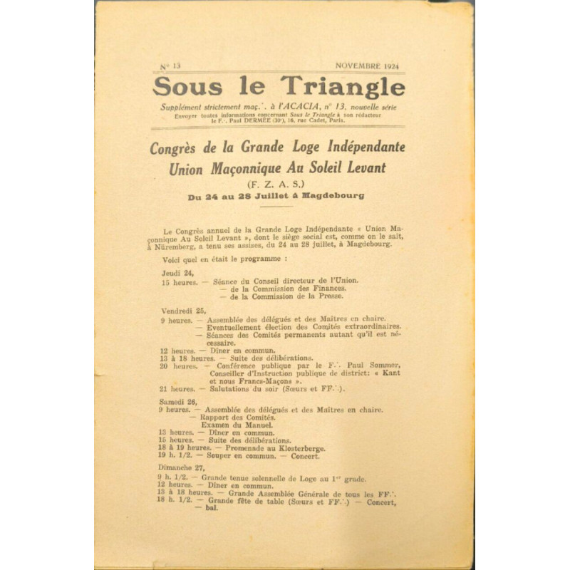Sous le Triangle N°13 - congrés de la grande loge indépendante...
