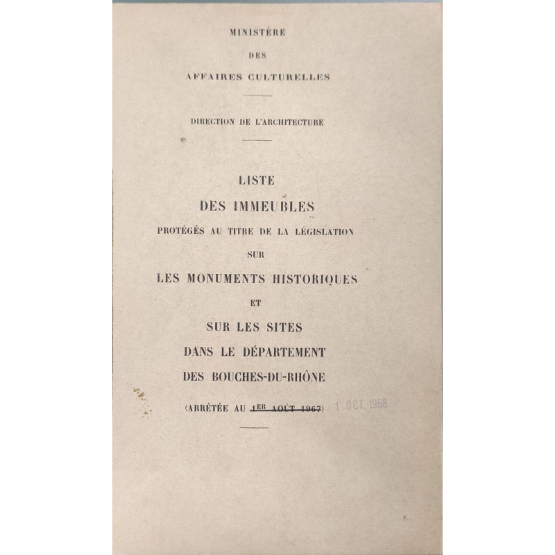Liste des immeubles protégés au titre de la législation sur les...