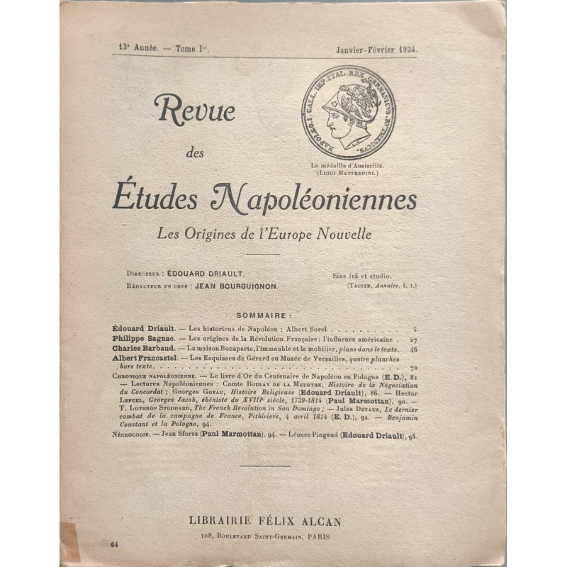 Revue des Etudes Napoléoniennes - 13ème année- tome 1er