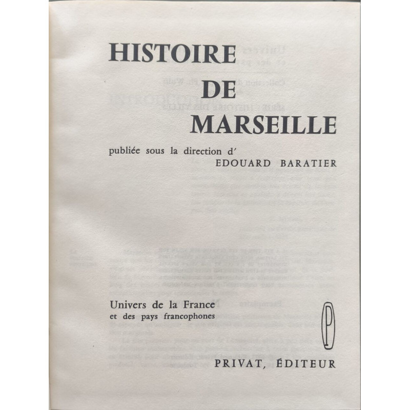 Histoire de Marseille - EO Numérotée sur velin special