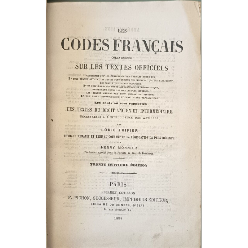 Codes français sur les textes officiels