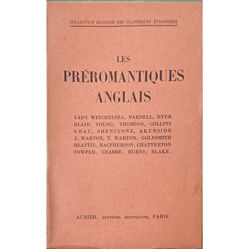 Les préromantiques anglais choix de leurs Poèmes