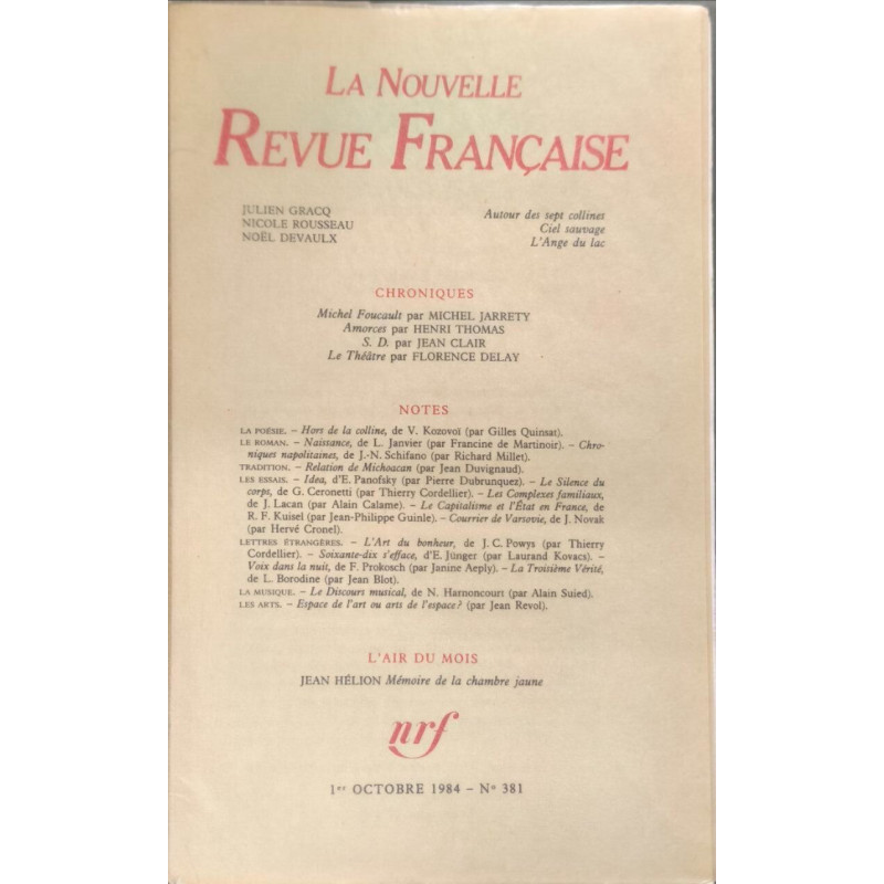 La Nouvelle Revue Française N°381 EO Numérotée 6