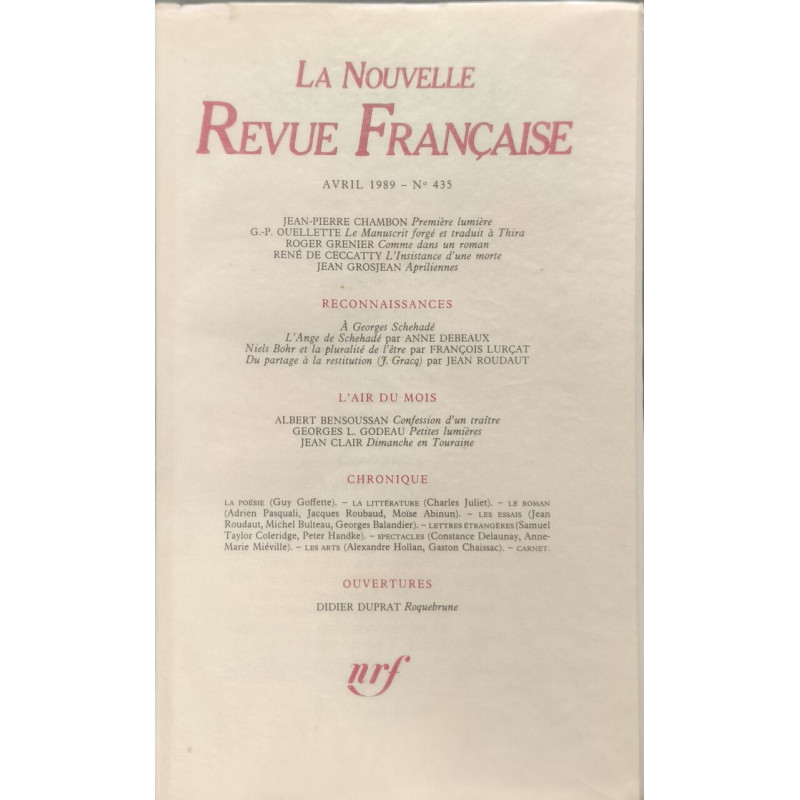 La Nouvelle Revue Française N°435 EO Numérotée 6