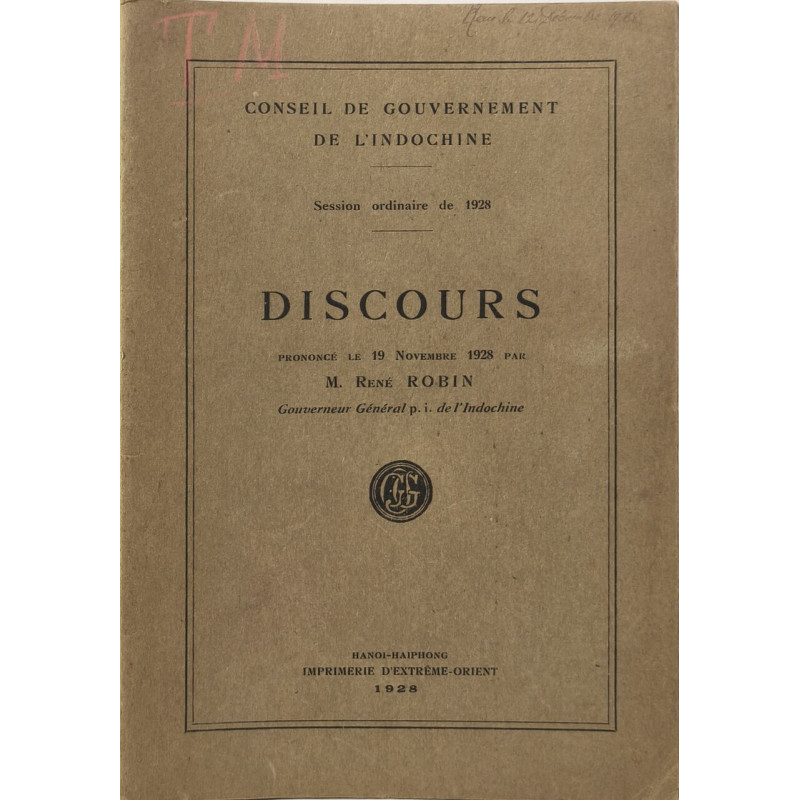 Discours prononcé le 19 nov 1928 par rené robin - session...