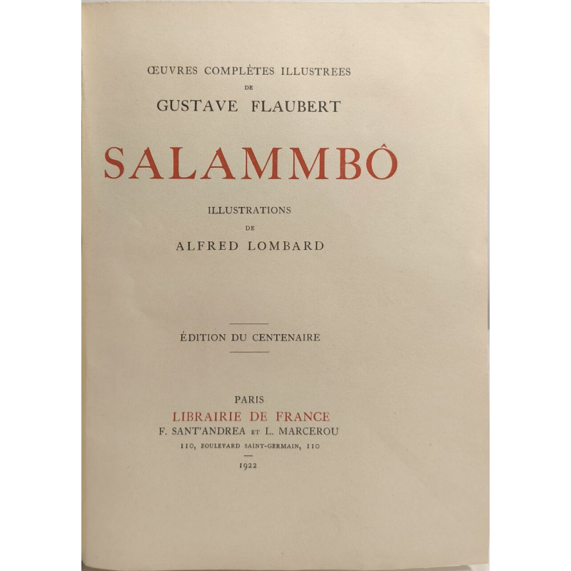 Oeuvres complètes de gustave flaubert Salammbô - illustrations de...