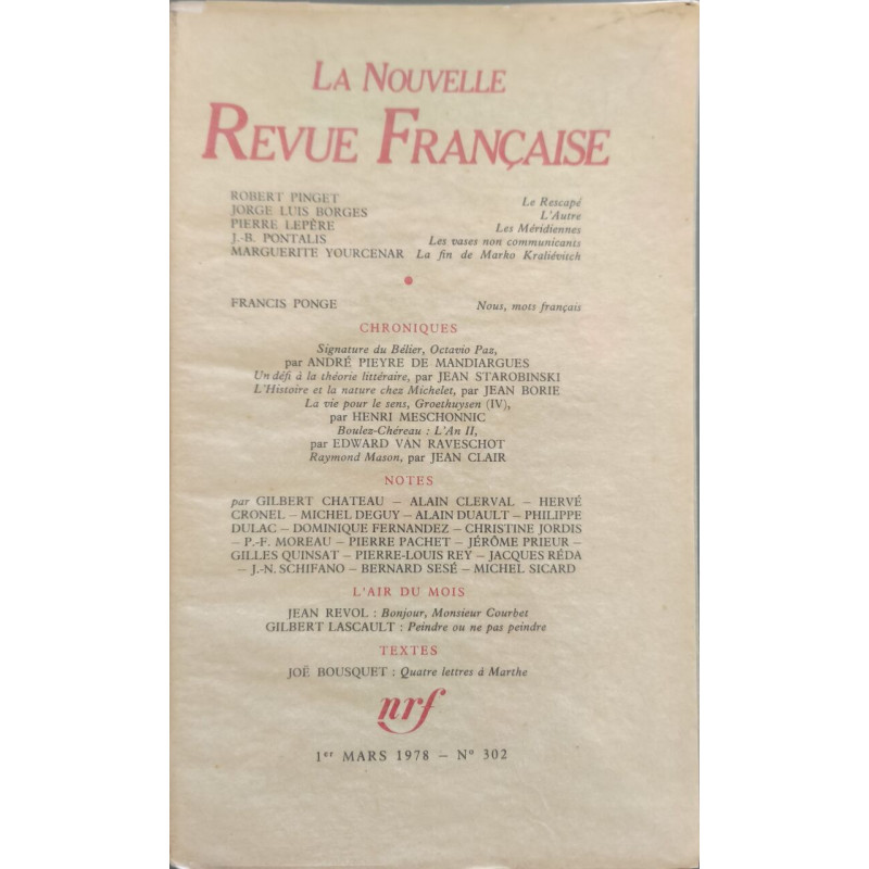 La Nouvelle Revue Française N° 302 EO Numérotée 17
