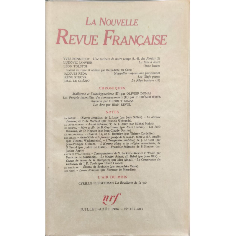 La Nouvelle Revue Française N°402-403 EO Numérotée 6