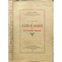De la validité des clauses de garantie contre les fluctuations...