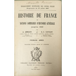 Enseignement secondaire des jeunes filles. Histoire de France et...