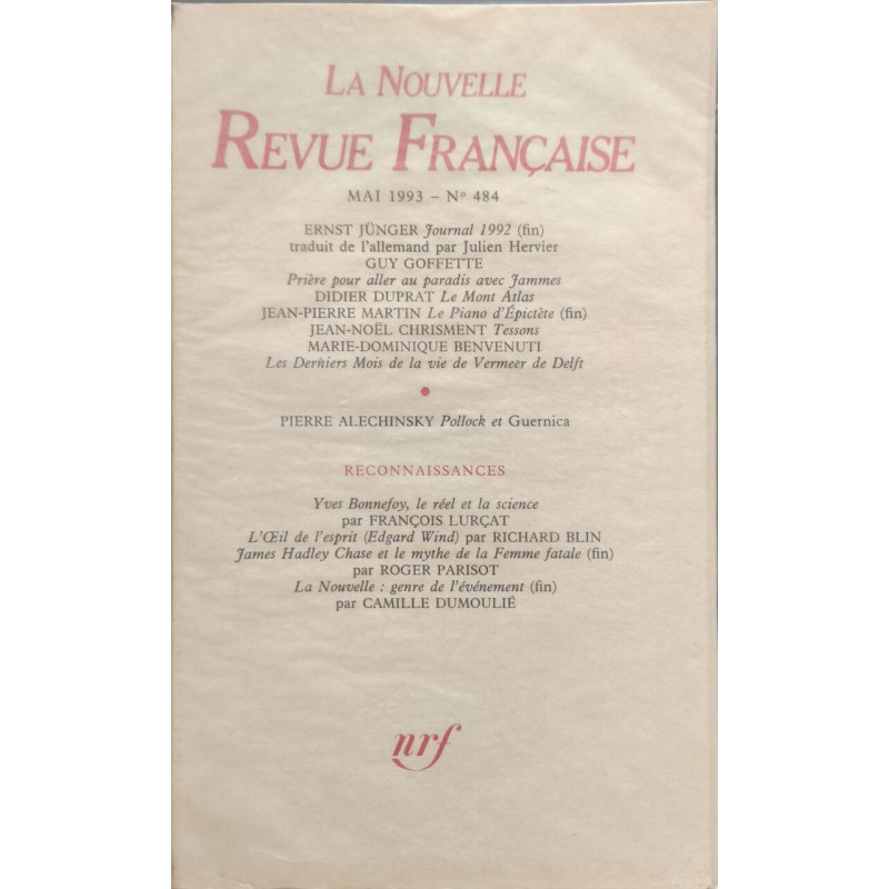 La Nouvelle Revue Française N°484 EO Numérotée 6