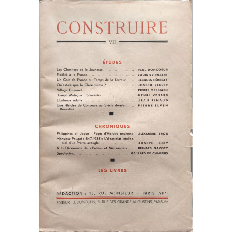 Construire VII - études chroniques les livres