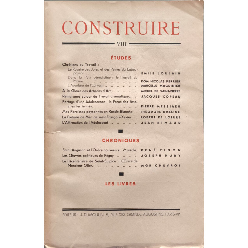 Construire - études chroniques les livres - VIII série