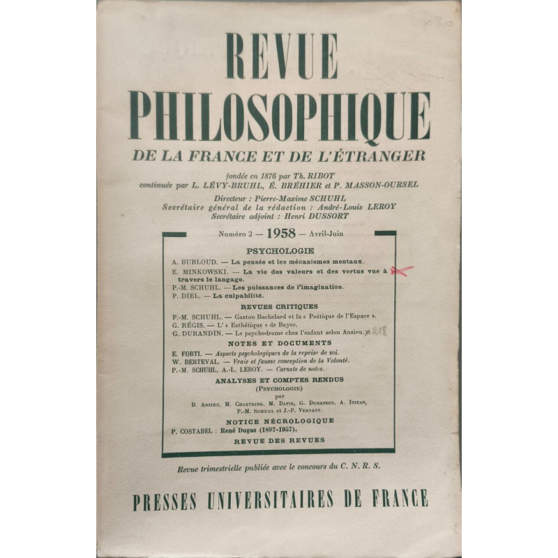 Revue philosophique de la France et de l'étranger N°2