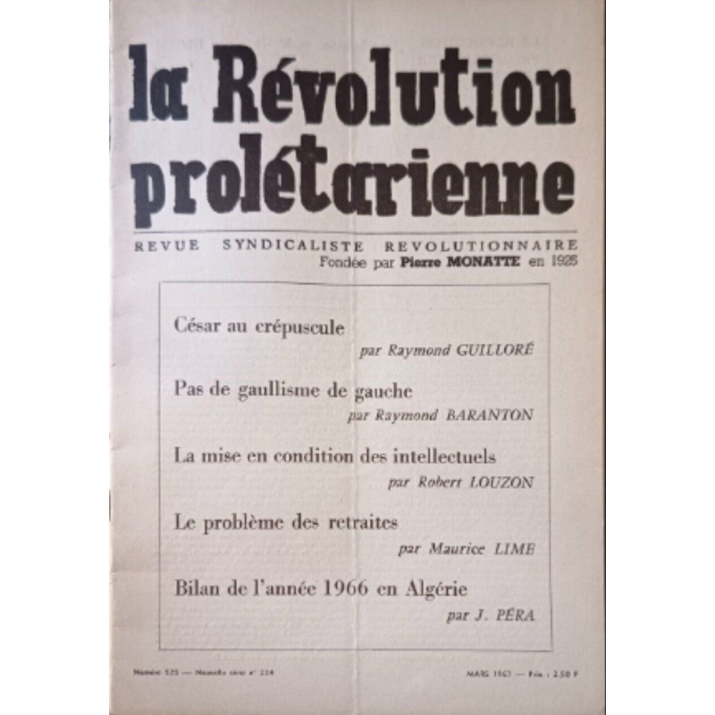 La Révolution prolétarienne n°525 mars 1967