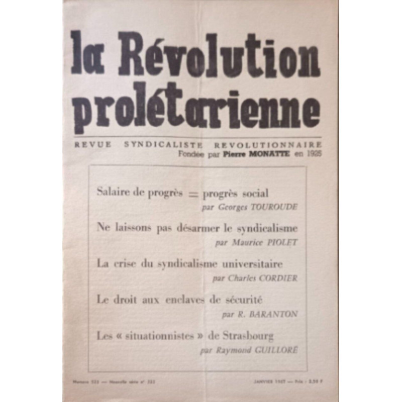 La Révolution prolétarienne n°523 Janvier 1967