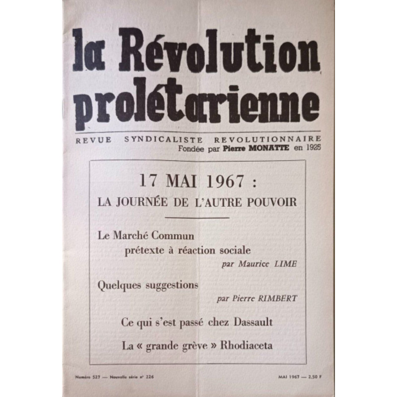 La Révolution prolétarienne n°226 Mai 1967