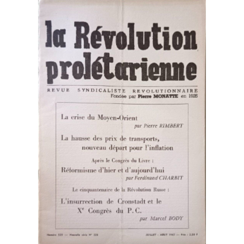 La Révolution prolétarienne n°228 Juillet-Aout 1967