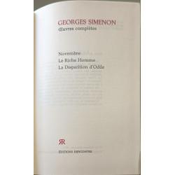 Georges Simenon oeuvres complètes : Novembre Le riche homme La...