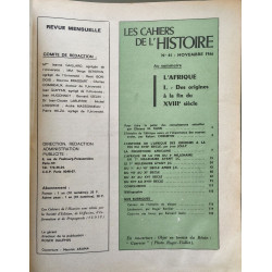 Les Cahiers de l'Histoire N°61 - l'afrique des origines à la fin...