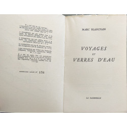 Voyages et verres d'eau- numéroté et dédicacé par l'auteur