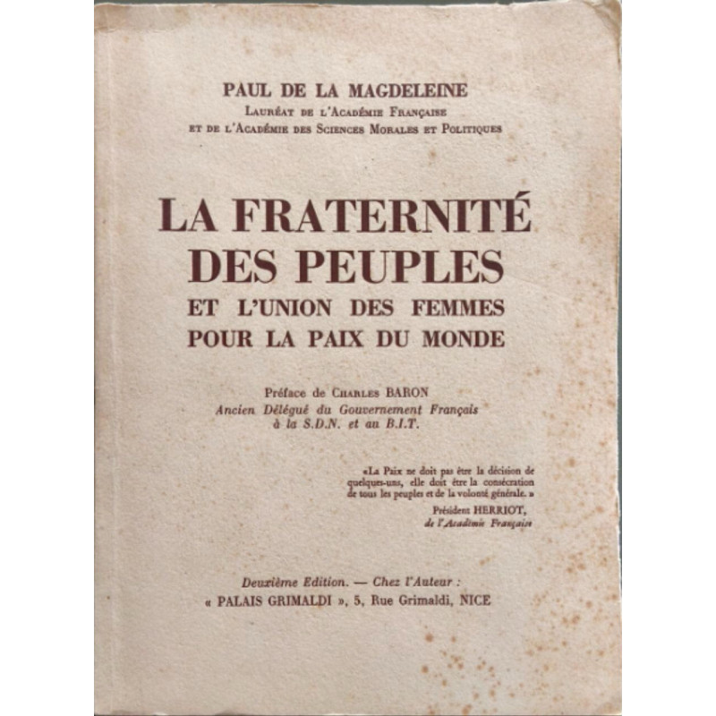 La Fraternité des Peuples et l'Union des Femmes pour la Paix du Monde