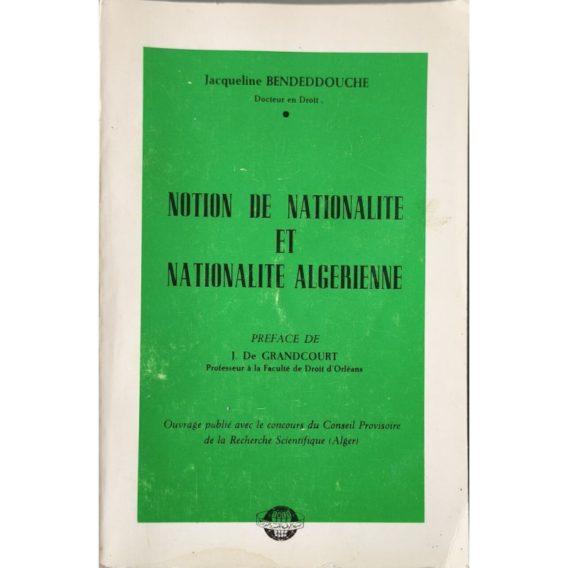 Notion de nationalité et nationalité algérienne