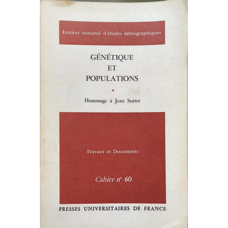 Génétique et populations - cahiers n°60