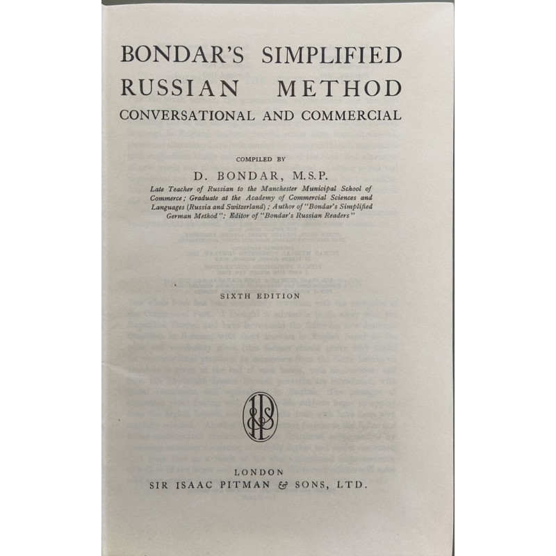 Bondar's Simplified Russian Method: Conversational and Commercial